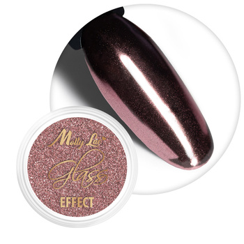 Pyłek lustrzany efekt do zdobień paznokci MollyLac Glass Effect Dark Golden Pink Nr 5
