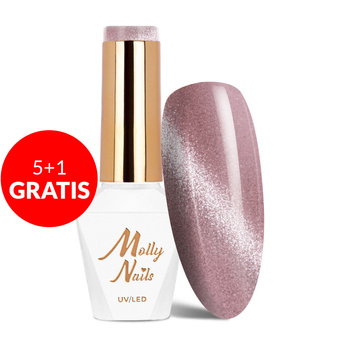 5+1gratis Magnetyczny lakier hybrydowy z efektem kociego oka Cat Eye Crystal Water Molly Nails HEMA/Di-HEMA Free 8g Nr 165