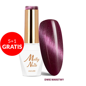 5+1gratis Lakier hybrydowy LED/UV Gel Polish Cat Eye Seduction Nr 245 Velvet Mauve Molly Nails HEMA/Di-HEMA Free 8g
