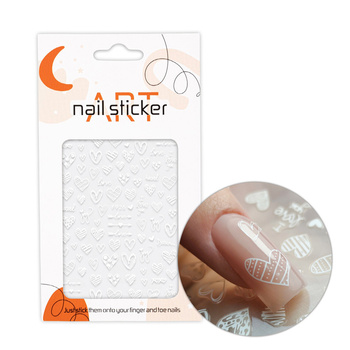 Naklejki do paznokci samoprzylepne walentynkowe białe F926