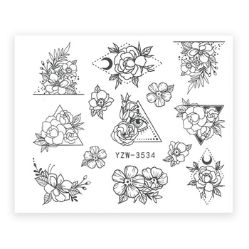 Naklejki wodne do paznokci kwiaty YZW-3534