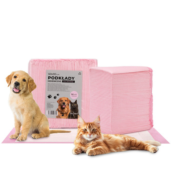 Podkłady mata maty chłonne dla psa nauka sikania higiena czystość AlleMed 50 szt. 60x90 cm różowe