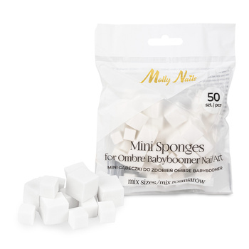 Zestaw mini gąbek do zdobień ombre babyboomer Molly Nails mix rozmiarów 50 sztuk
