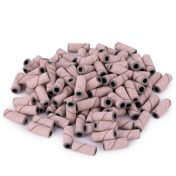Kapturki do manicure i pedicure mandrele nakładki ścierne mini cylinder 3mm gradacja 240 różowe 50 szt.
