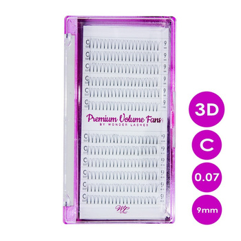 Rzęsy Premium Volume Wonder Lashes Fans metoda objętościowa 3D C 0.07 9 mm