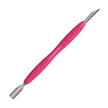 Kopytko do manicure Gummy z silikonową rękojeścią Staleks Uniq 10 TYPE 2 popychacz wąski zaokrąglony i kopytko skośne