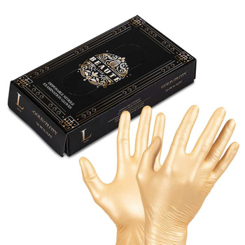 Rękawiczki jednorazowe nitrylowe diagnostyczne i ochronne Beaute Luxe rozmiar L złote 50 szt