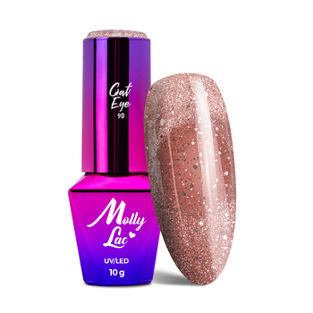 Magnetyczny lakier hybrydowy z efektem kociego oka Cat Eye Foxy Eyes Radiant Brown MollyLac 10g Nr 553
