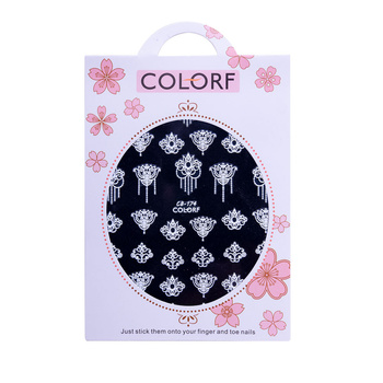 Naklejki do paznokci cienkie samoprzylepne wzory ornamenty CB-174 białe