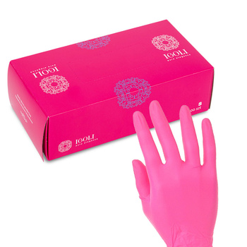 Rękawiczki jednorazowe nitrylowe diagnostyczne i ochronne IGOLI rozmiar S fuksja 100 szt