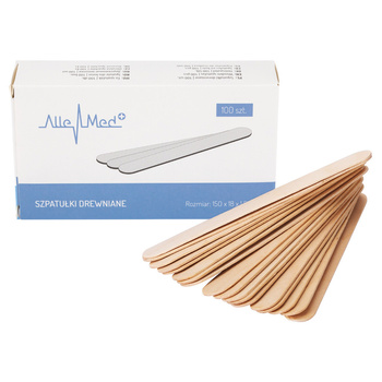 Szpatułki laryngologiczne drewniane jednorazowe do wosku depilacji AlleMed 100 szt