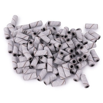 Kapturki do manicure i pedicure mandrele nakładki ścierne mini cylinder 3mm gradacja 180 białe 50 szt.