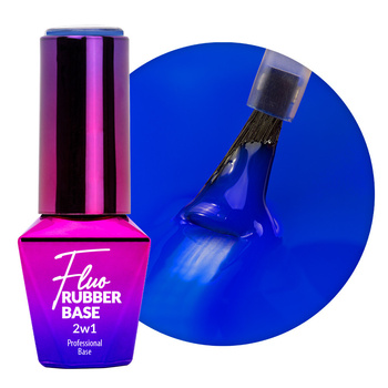Baza kauczukowa z kolorem 2w1 neonowa do szybkiego manicure i pedicure Fluo Rubber Base 2in1 MollyLac Bora Bora 10 gram Nr 4