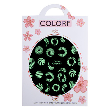 Naklejki do paznokci cienkie samoprzylepne świecące w UV wzory ornamenty CY-040