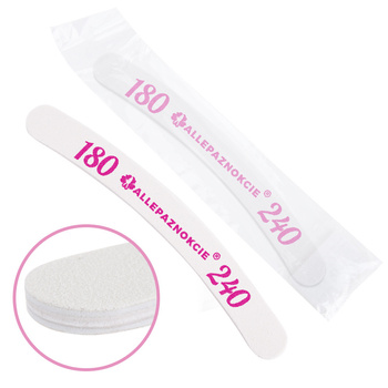 Pilnik do paznokci Bezpieczny Pakiet Allepaznokcie banan biały środek 180/240 CU-10 High Quality