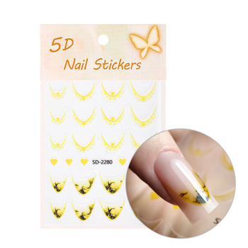 Naklejki samoprzylepne na paznokcie 5D/ French/ Francuska linia uśmiechu 20szt yellow SD-2280