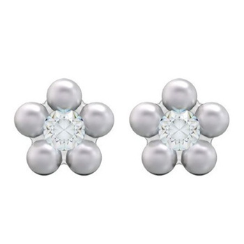 Kolczyki Studex System 75 stokrotka z brylantem stainless daisy white pearl 7512-6301 2 szt
