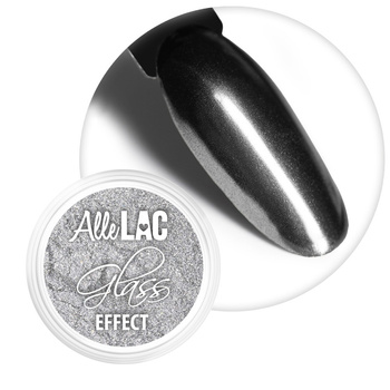 Pyłek lustrzany efekt do zdobień paznokci Glass Effect AlleLac Silver Nr 2