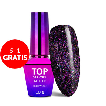5+1gratis Top LED/UV no wipe brokatowy Molly Nails Sparkle Top Oh, Rio! 10g