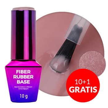 10+1gratis Baza kauczukowa LED/UV z włóknami Molly Nails Rubber Fiber Base Biscotti 10g