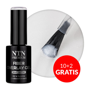 10+2gratis Żel w butelce z mikrowłóknami Fiber Overlay Gel Milky Glitter NTN Premium 7 g