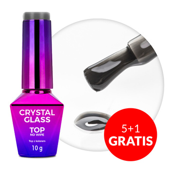 5+1gratis Kolorowy top bez przemywania top no wipe Crystal Glass Molly Nails Black HEMA/Di-HEMA Free 10g