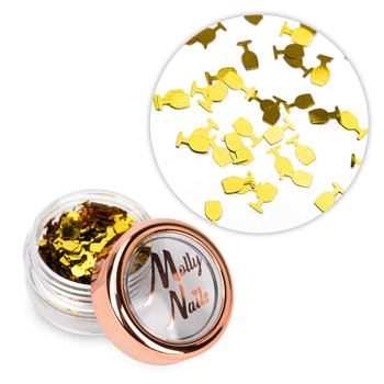 Ozdoba do paznokci kieliszki złote holo Molly Nails 2g