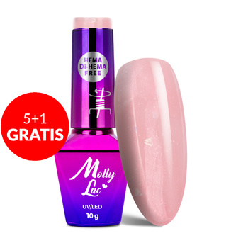 5+1gratis Lakier hybrydowy MollyLac Sparkling French Shining princess HEMA/Di-HEMA Free 10g Nr 702