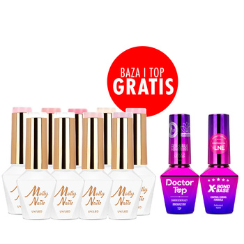 Zestaw 9 kolorów Wedding Yes, I Do Molly Nails Hema/di-Hema free + baza i top GRATIS (X-Bond Base, Doctor Top)