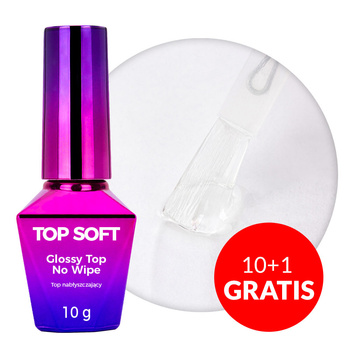 10+1gratis Top Soft no wipe bez przemywania Molly Nails clear HEMA/Di-HEMA Free 10g