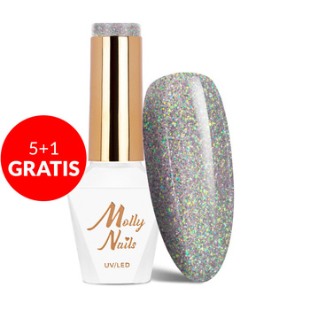 5+1gratis Lakier hybrydowy Molly Nails Shocking Shine Spacewalker HEMA/Di-HEMA Free 8g Nr 683