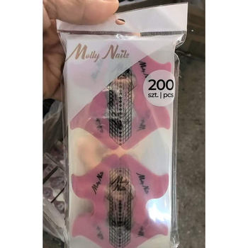 Szablony formy do przedłużania paznokci salonowe i do kształtów awangardowych transparentne do żelu akrylożelu Molly Nails róż 200 szt