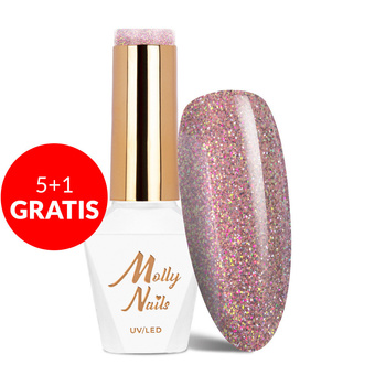 5+1gratis Lakier hybrydowy Molly Nails Shocking Shine Sinner HEMA/Di-HEMA Free 8g Nr 687