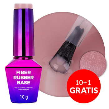 10+1gratis Baza kauczukowa LED/UV z włóknami Molly Nails Rubber Fiber Base Smoky Pink 10g