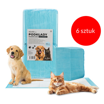 6sztuk Podkłady mata maty chłonne dla psa nauka sikania higiena czystość AlleMed 100 szt. 60x90 cm niebieskie