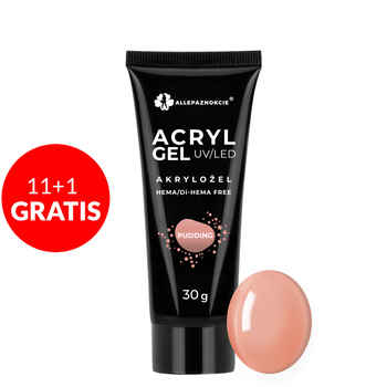 11+1gratis Powder Gel akrylożel Allepaznokcie HEMA/Di-HEMA Free Pudding 30ml