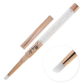 Pędzelek silikonowy do zdobień wcierania pyłków i zdobienia paznokci Golden Rose z cyrkoniami złoty MollyLac Nr 4