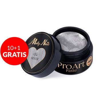 10+1gratis Pasta do zdobień ProArt Paste Molly Nails Silver HEMA/Di-HEMA Free 5g Nr 14