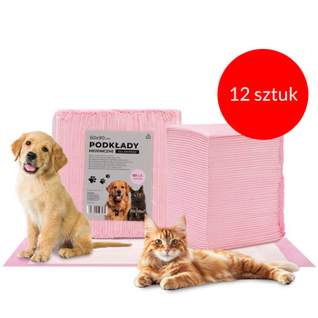 12sztuk Podkłady mata maty chłonne dla psa nauka sikania higiena czystość AlleMed 50 szt. 60x90 cm różowe