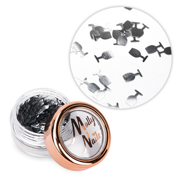 Ozdoba do paznokci kieliszki srebrne holo Molly Nails 2g