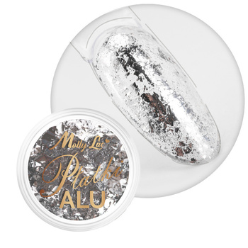 Pyłek do paznokci metaliczne MollyLac Płatki Alu ponętne srebro 0,2 g Nr 1