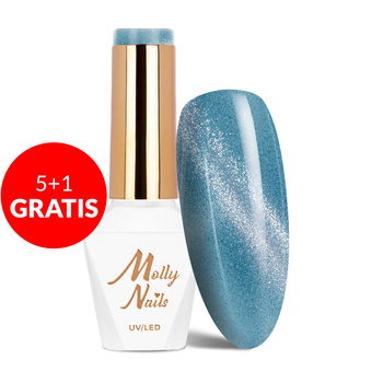 5+1gratis Lakier hybrydowy Molly Nails Cat Eye Womanity Maledives HEMA/Di-HEMA Free 8g Nr 446