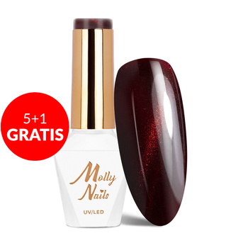 5+1gratis Lakier hybrydowy LED/UV Gel Polish Reds Cat Eye Red Nr 238 Molly Nails HEMA/Di-HEMA Free 8g