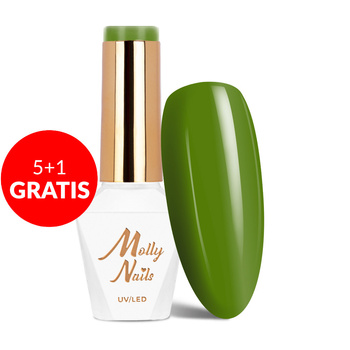 5+1gratis Lakier hybrydowy Molly Nails Green Party Green Olive HEMA/Di-HEMA Free 8g Nr 85