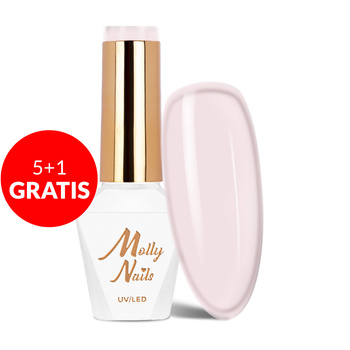 5+1gratis Lakier hybrydowy Molly Nails French Manicure Light Nude HEMA/Di-HEMA Free 8g Nr 134