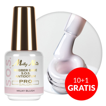 10+1gratis Baza kauczukowa elastyczne paznokcie do ozdób S.O.S. Antidotum Pro Salon Molly Nails Milky Blush 15g