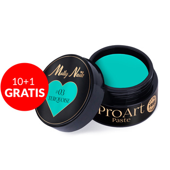 10+1gratis Pasta do zdobień ProArt Paste Molly Nails Turquoise HEMA/Di-HEMA Free 5g Nr 3