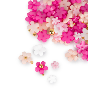 Ozdoby do paznokci kwiatki akrylowe + kulki Molly Nails mix kolorów 150 sztuk Nr 1