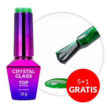 5+1gratis Kolorowy top bez przemywania top no wipe Crystal Glass Molly Nails Green HEMA/Di-HEMA Free 10g