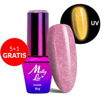 5+1gratis Lakier hybrydowy świecący w ciemności MollyLac Night Glowing Sweetest Perfection HEMA/Di-HEMA Free 10g Nr 672